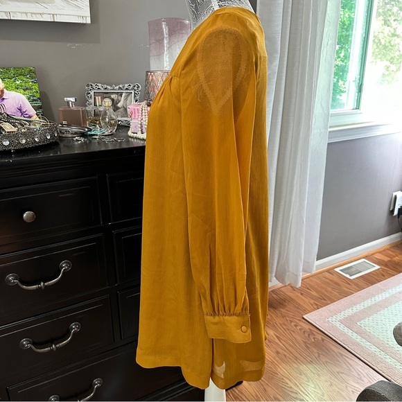 H&M Mustard Orange Long Sleeve Shift Dress Size 4 - Picture 3 of 16